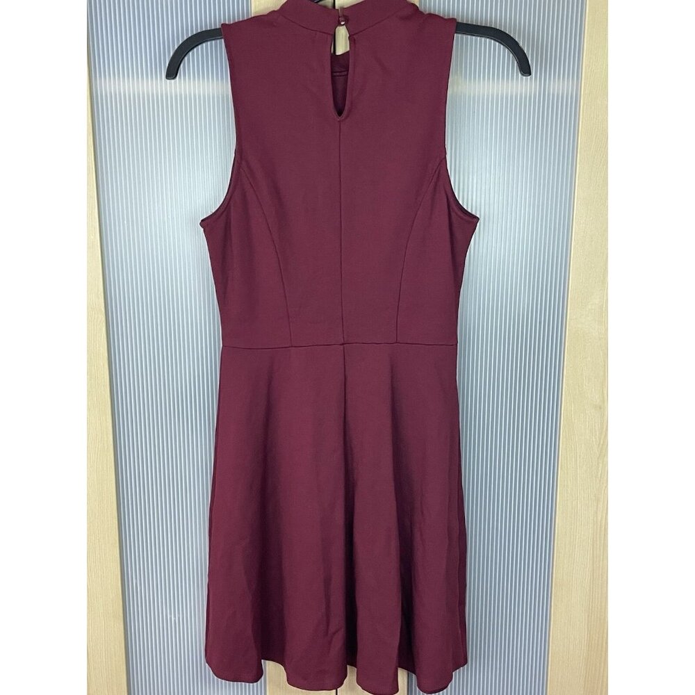 Monteau‎ Anthropologie dress Sz M Burgundy Fall Skater Casual party Work School